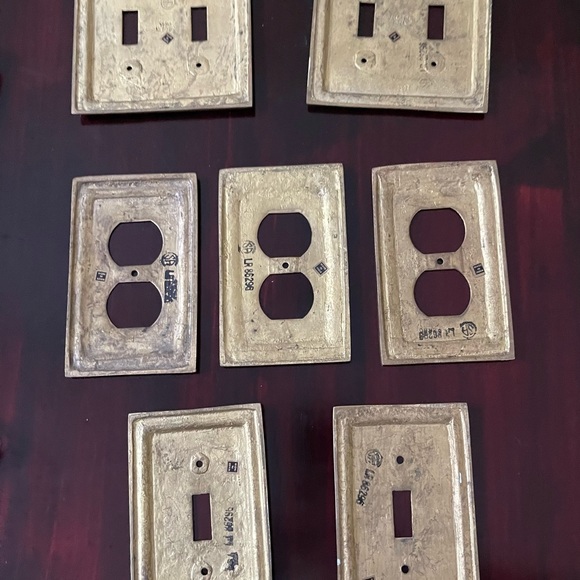 Vintage Solid Brass Made In India Set Of 7 Light Switch Covers - Picture 7 of 16